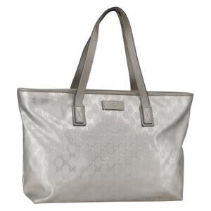 GUCCI GG Implementation Tote Bag PVC Silver 211137 Auth 157030